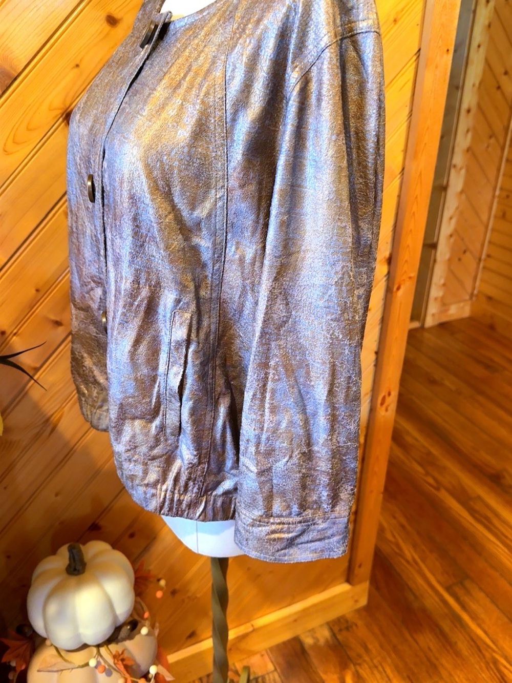 Ruby Rd. Metallic Shimmer Collarless Button Front Jacket Size 12 - Picture 6 of 10